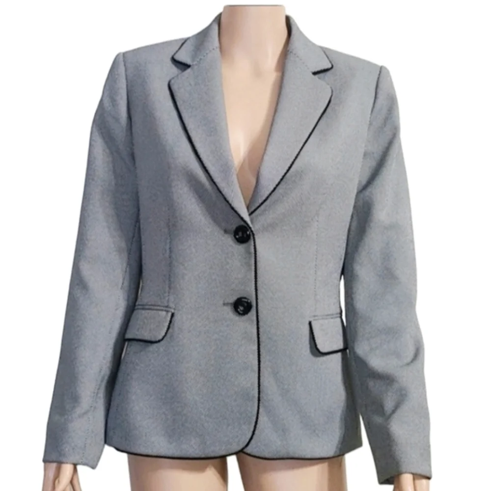 Tahari Arthur S. Levin Women's Black/White polka dot 1 Button Blazer Jacket Sz 8
